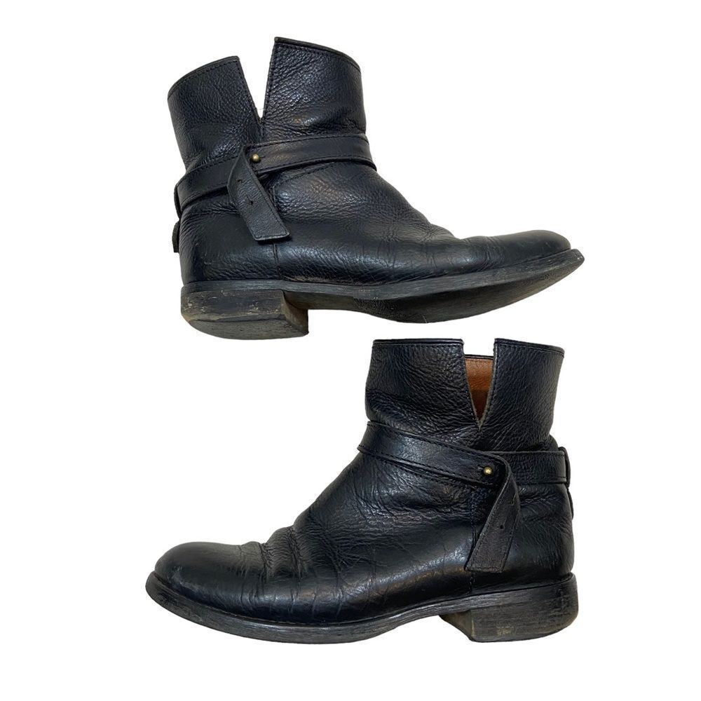 Ladies Madewell Brand Black Leather Motto Ankle Boots‎ Size 6